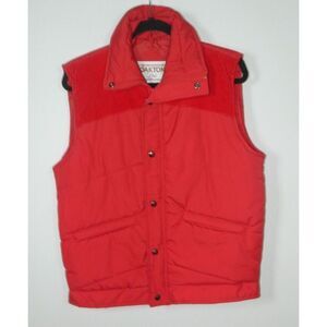 Oakton Ltd Vest Men's Size Medium Red Vintage Puffer Corduroy Trim‎